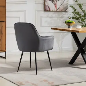 Carrara Velvet Dining Chairs - Set of 2 - Grey