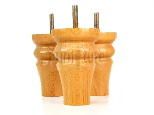 4 Turned Solid Wood Furniture Legs Replacement Settee Feet 100mm High Sofa Chair Bed M8 Oak SOF3211