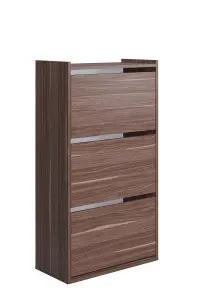 Adel Shoe Cabinet with 3 Flip Doors, 65 x 32 x 118 cm, Walnut