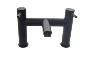 Bathroom Modern Waterfall Black Finish Basin Bath Sink Mono Square Mixer Bath Filler Tap