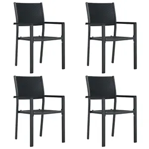 Berkfield Garden Chairs 4 pcs Black Plastic Rattan Look