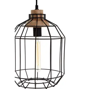 Interiors by Premier Beacan Black Metal Wire Pendant Light