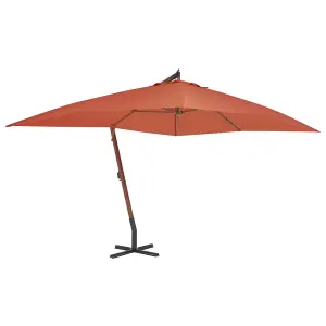 Berkfield Cantilever Umbrella with Wooden Pole 400x300 cm Terracotta