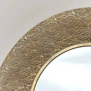 Melody Maison Round Antique Gold Effect Filigree Mirror 90cm x 90cm