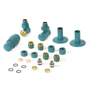 Terma Royal Teal Angled Radiator valve & lockshield (Dia)15mm x ½"