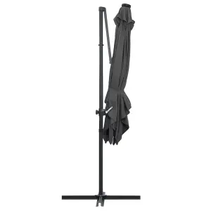 Berkfield Cantilever Umbrella with LED lights and Steel Pole 250x250 cm Anthracite