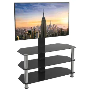 AVF Black Glass 90cm TV stand with TV Mounting Column