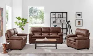 Oxford Bonded Faux Leather Arm Chair - Walnut Brown