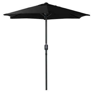 Charles Bentley 2m Garden Patio Market Umbrella Parasol Crank Function Black