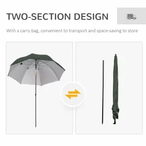 Outsunny 2m Beach Parasol with Sides Fishing Umbrella w/ Tilt, UV30+, Green