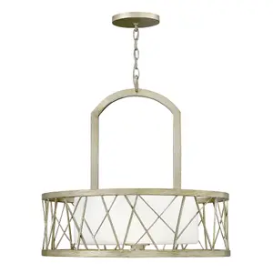 Elstead Nest 3 Light Ceiling Pendant Chandelier Silver Leaf, E27