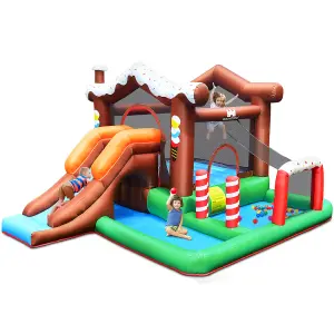 Costway Inflatable Bounce House Jumping Castle w / Slide & Mesh Protection