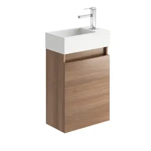 Condense 390mm Wall Hung Cloakroom Vanity Unit in Natural Oak