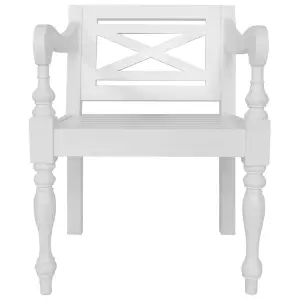 Berkfield Batavia Chairs 2 pcs White Solid Mahogany Wood