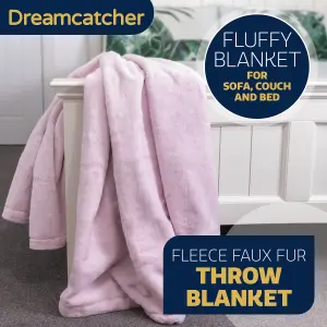 Dreamcatcher Blanket Throw Soft Faux Fur 160 x 130cm Overblanket Pink