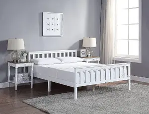 Solid Wooden Bed Frame King Size  For Adults Kids Teenagers With Pocket Sprung & Memory Foam Mattress