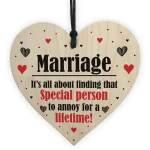 Marriage Special Person To Annoy For A Lifetime Funny Wood Heart Anniversary Gift