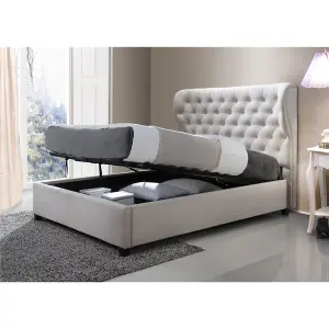 Cream Fabric Ottoman Bed Frame - Double 4ft 6" (151cm)