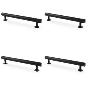 4 PACK - Hammered T Bar Pull Handle - Matt Black - 160mm Centres SOLID BRASS Drawer