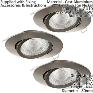 2 PACK 3 PACK Adjustable Ceiling Downlight Satin Nickel Cast Aluminium 5W GU10