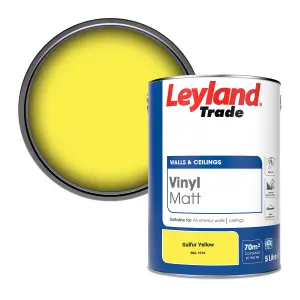 Leyland Trade Vinyl Matt Walls & Ceilings Emulsion Paint Sulfur Yellow (RAL 1016) 5L