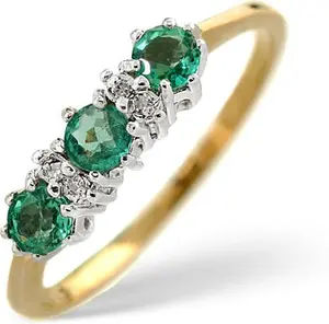 Emerald 0.45Ct And Diamond 9K Gold Ring