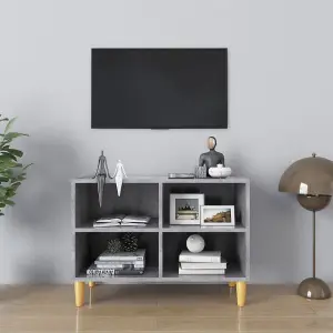 Berkfield TV Cabinet with Solid Wood Legs Concrete Grey 69.5x30x50 cm