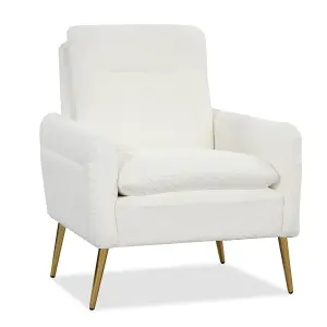 Costway Modern Upholstered Sherpa Accent Chair Comfortable Armchair w/ Tapered Metal Leg