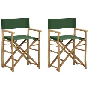 Berkfield Folding Director's Chairs 2 pcs Green Bamboo and Fabric