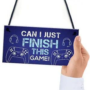 Red Ocean Finish This Game - Gaming Accessories - Hanging Games Room Boys Bedroom Signs - Gamer Gifts For Son Brother