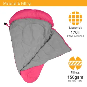 Milestone Camping Mummy Single Sleeping Bag - Pink