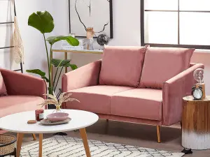 2 Seater Velvet Sofa Pink MAURA