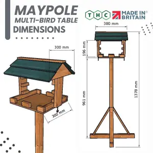 Maypole Adjustable Bird Table with Easy Clean Removable Base