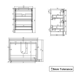 Rinse Bathrooms 600mm Free Standing Basin Vanity Cabinet Unit Bathroom Soft Close Drawers Storage Furniture Gloss White