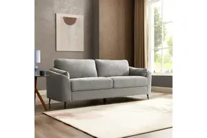 Jack 3 Seater Sofa With Metal Legs, Light Grey Boucle Fabric