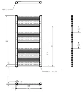 Electric Vertical Round Towel Rail with 18 Rails - 920mm x 480mm - 300 Watt - Chrome