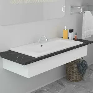 Belfry Bathroom Albrecht 910mm L x 395mm W Ceramic Rectangular Sink with Overflow White / 101mm W x 39.5mm D x 18.5mm H