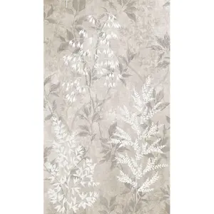 Rasch Texture Effect Garden Leaf Plant Leaves Smooth Metallic Shimmer Wallpaper Greige 284064