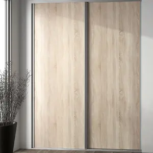 Form Valla Full length Natural Oak effect Silver effect frame Sliding wardrobe door, (H) 2260mm x (W) 922mm