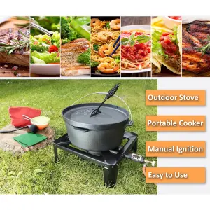 NJ SGB-07 Gas Boiling Ring Large Camping Stove Cast Iron Burner Iron Frame LPG Outdoor Cooker 8kW