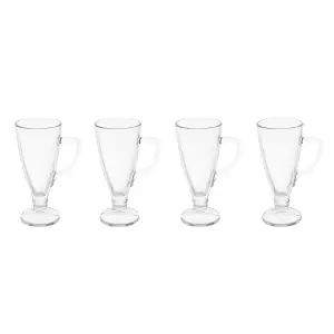 Interiors By Premier Tapered Set Of Four Latte Glasses, Elegant Coffee Glasses For Kitchen, Curved Handle Cappucino Glasses