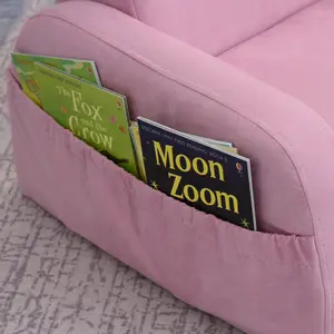 HOMCOM 2 In 1 Kids Armchair Sofa Bed Fold Out Padded Wood Frame Bedroom Pink