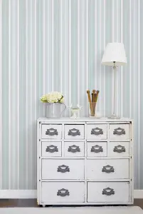 Galerie Stripes And Damask 2 Blue Textured Stripe Smooth Wallpaper