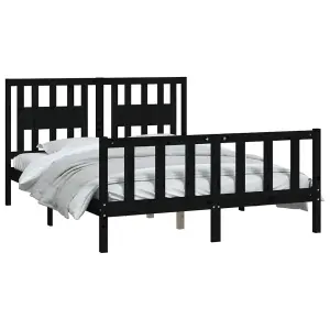 Berkfield Bed Frame with Headboard Black Solid Wood Pine 120x200 cm