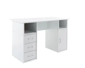 Maryland Desk with 3 Drawers and 1 Door White