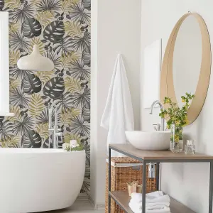 Arthouse Jungle Wall Black/Gold Wallpaper