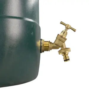 Water Butt Replacement Tap BRASS Metal Lever UK Bib Outlet Barb Quick Hosepipes  Brass bib (Quick connector) 1"