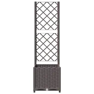 Berkfield Garden Planter with Trellis Brown 40x40x136 cm PP