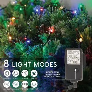 LED Waterproof Cluster Fairy Lights with Green Cable (480 Cluster Lights - 17.5M Cable) - Multicoloured Lights