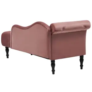 Left Hand Velvet Chaise Lounge Pink IVRY